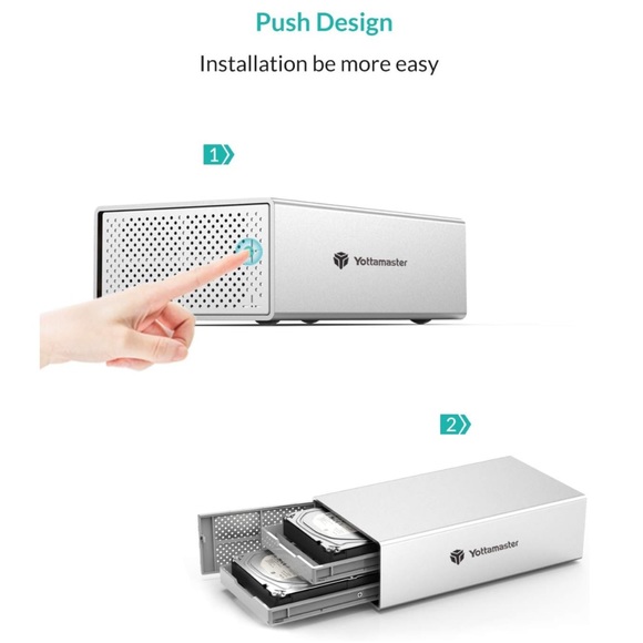 Yottamaster 2 Bay RAID Hard Drive Enclosure - Picture 3 of 6